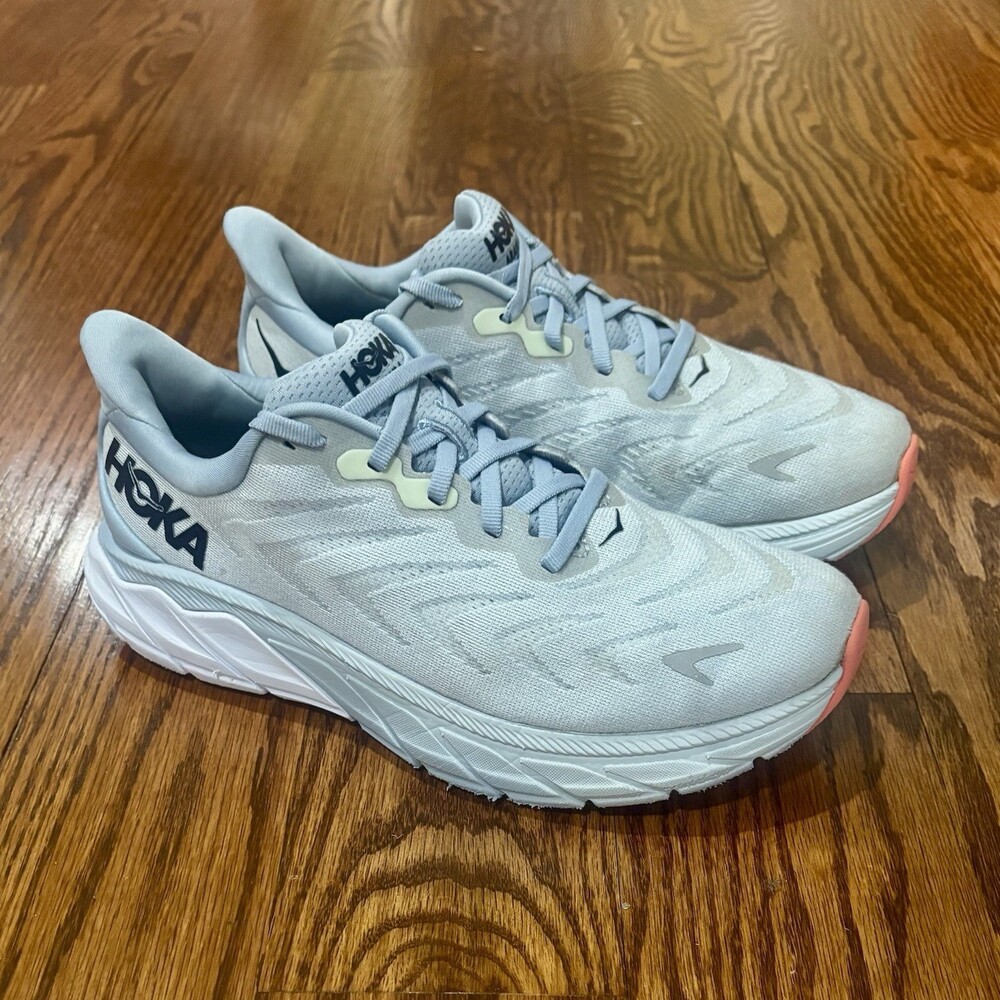Hoka One One Arahi 6 Women’s Running Shoes Light Gray Coral US 7.5 Wide